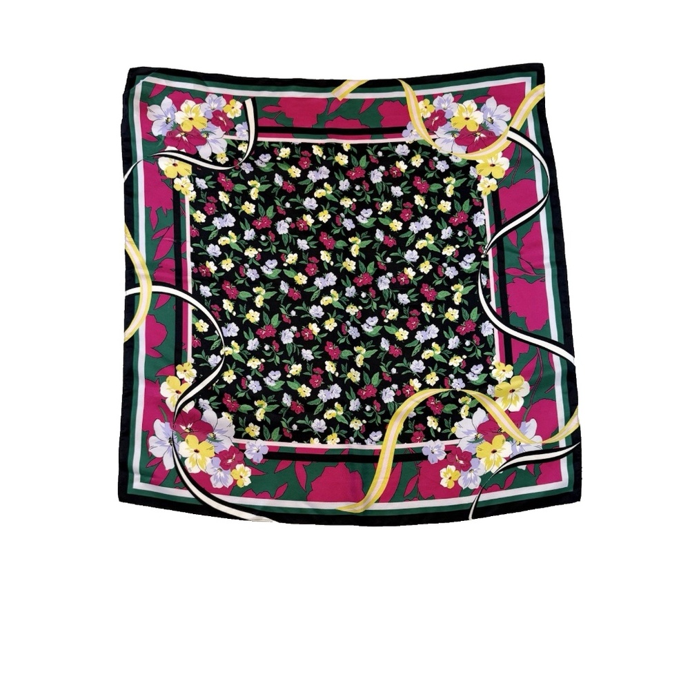 Ann Taylor Silk Square Scarf 24” Multicolor Floral Print 100% Silk NWT Defective